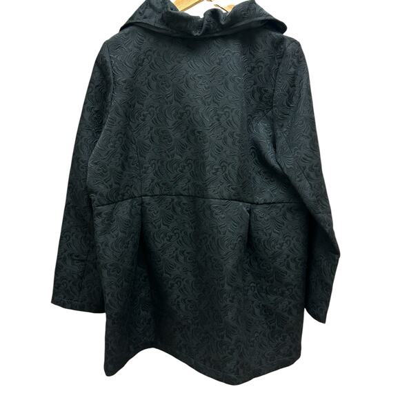 Toffee Apple Jacket Womens XL Black Floral Dress Coat 3 Button Pockets - Picture 4 of 7